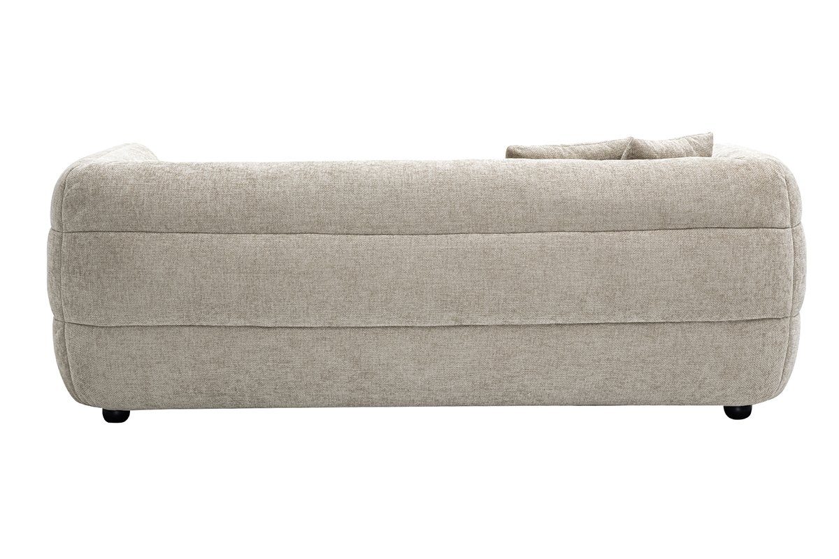 Canap� 3 places en tissu effet velours beige JOYA, vue de dos.