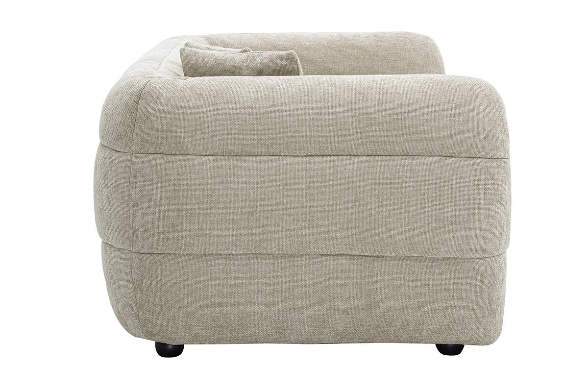 Canap� 3 places en tissu beige JOYA, vue de c�t�.