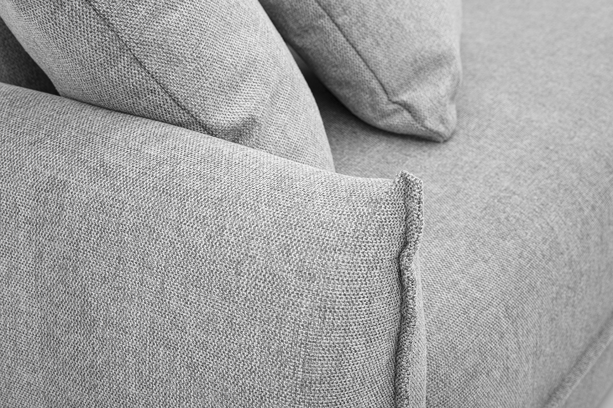 Canap� 3 places en tissu effet velours textur� gris.