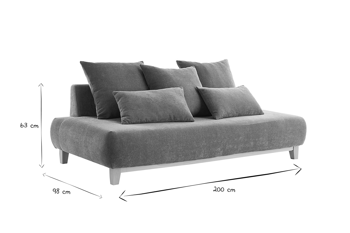 Canap� 3 places en tissu effet velours textur� terre br�l�e et bois clair L200 cm ODEON