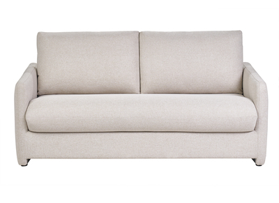 Canap&eacute; convertible 2 places en tissu beige cr&egrave;me PAULIN