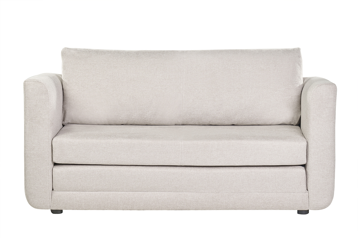 Canap� convertible 2 places en tissu effet velours textur� beige LEON
