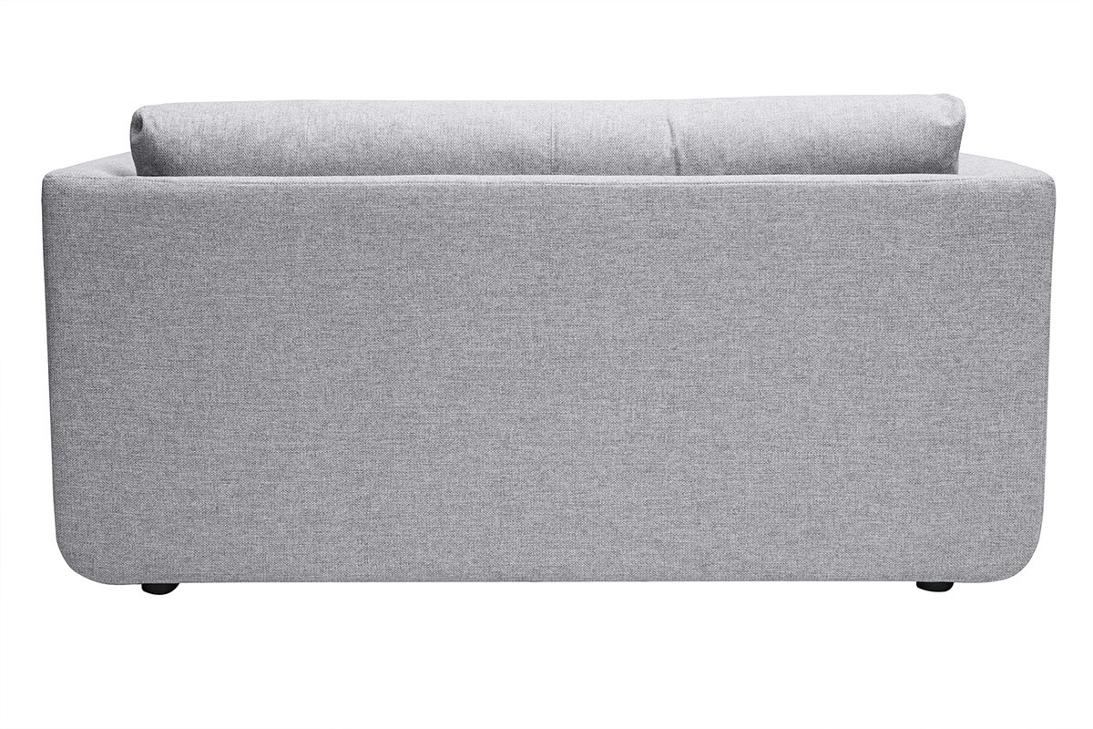 Canap� convertible 2 places en tissu gris clair vu de dos.