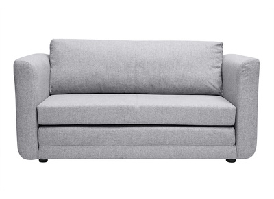 Canap&eacute; convertible 2 places en tissu gris clair LEON