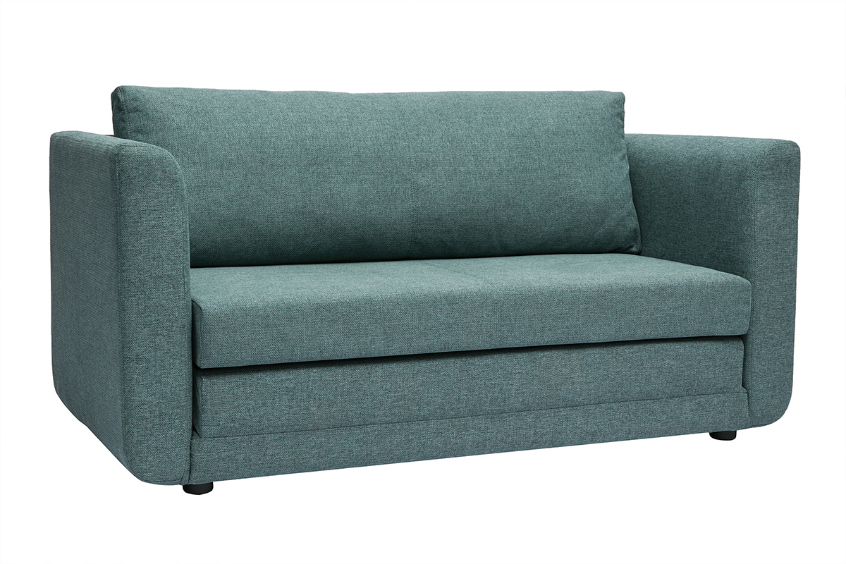 Canap� convertible 2 places en tissu vert de gris LEON