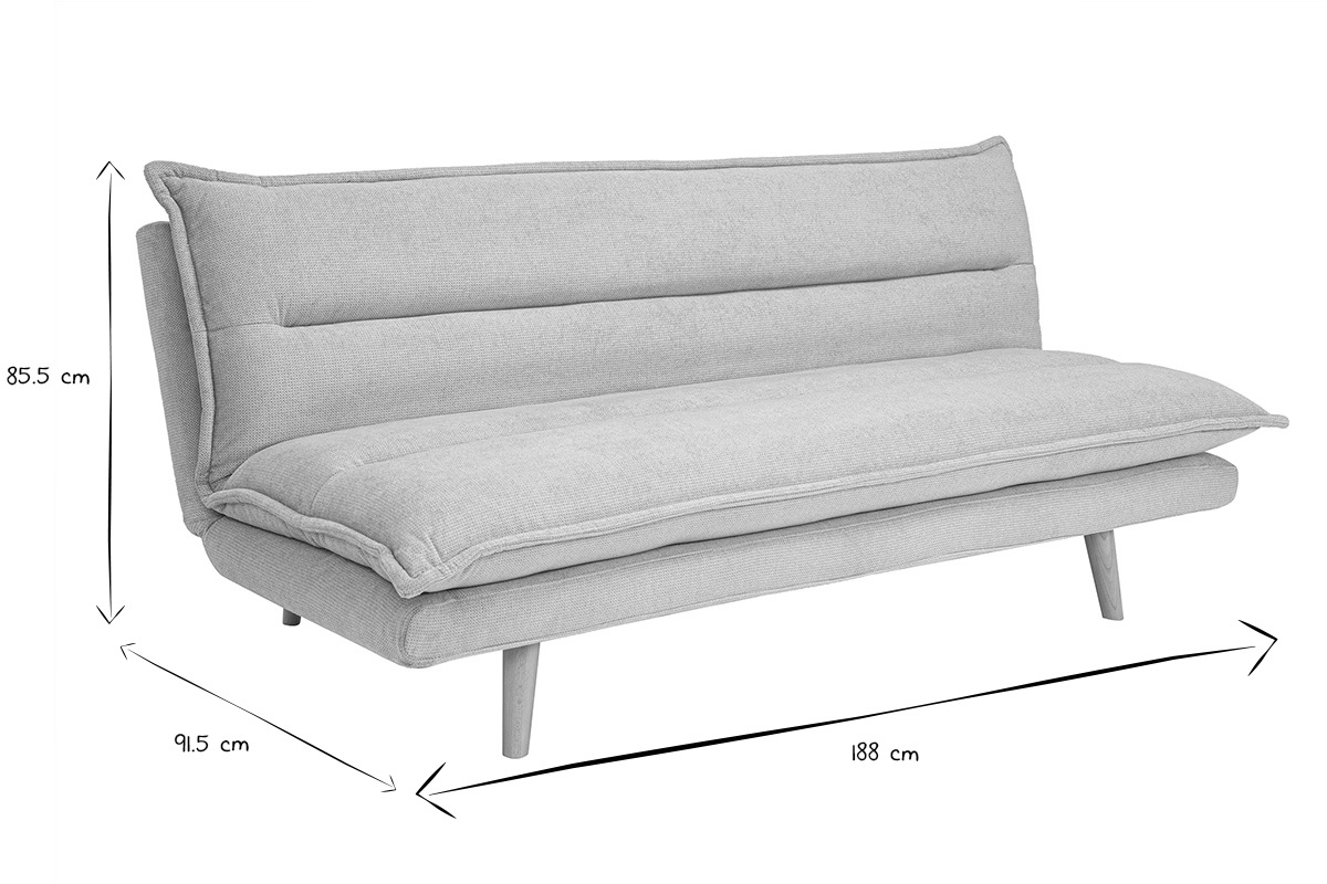 Canap� convertible BINGO en noir et blanc avec dimensions: L188 x P91,5 x H85,5 cm.