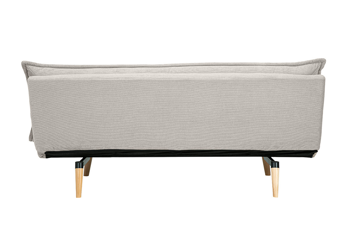 Canap� convertible beige vu de dos, pieds en bois clair.