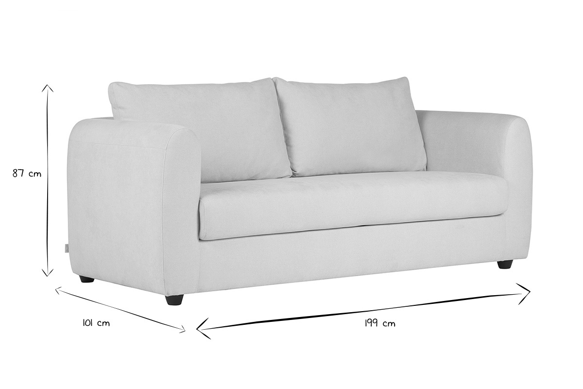 Canap� convertible 3 places en tissu effet velours beige HARLO