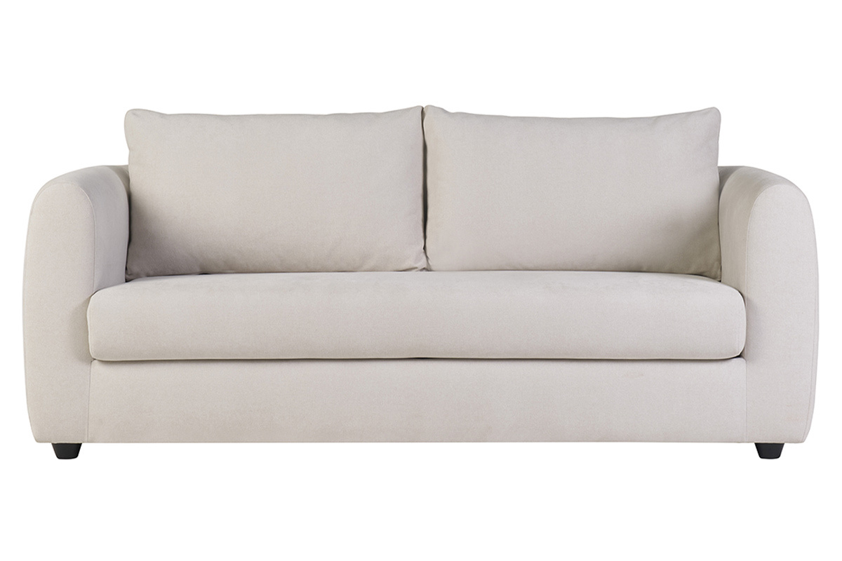 Canap� convertible 3 places en tissu effet velours beige HARLO