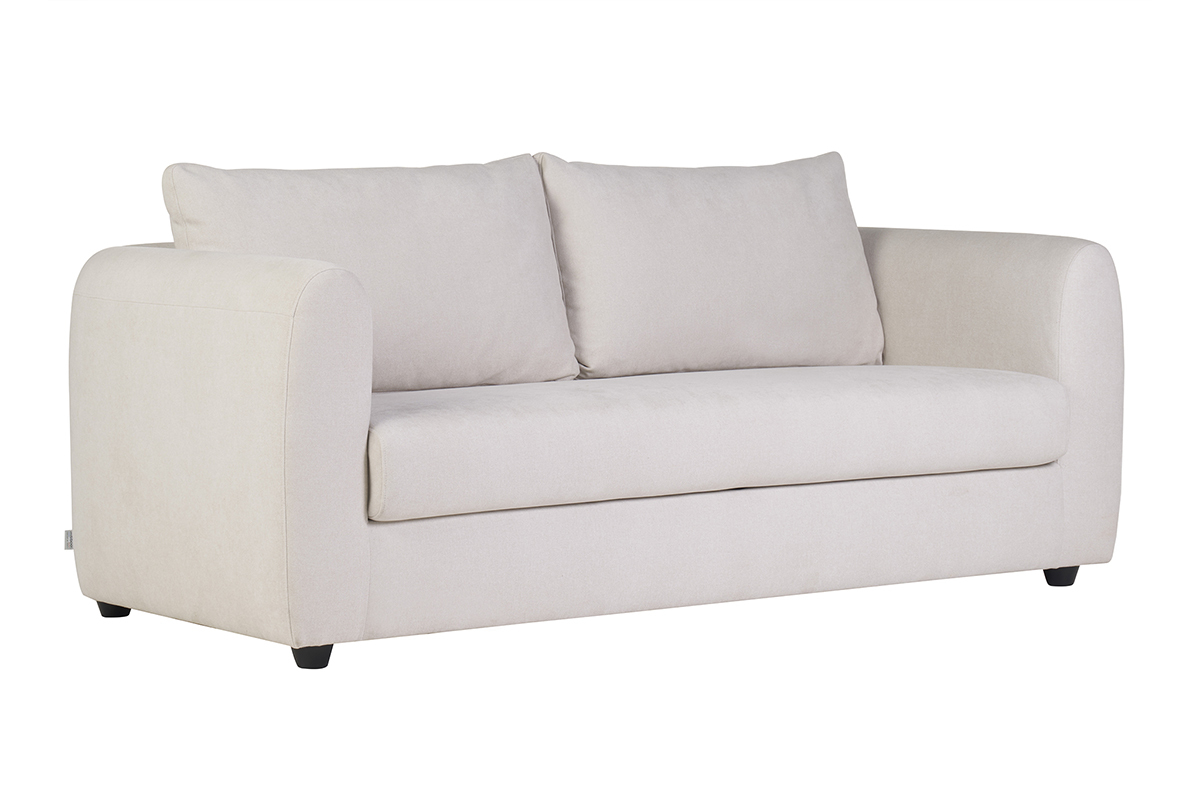 Canap� convertible 3 places en tissu effet velours beige HARLO
