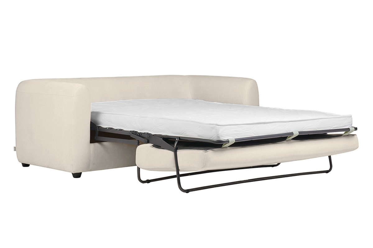 Canap� convertible 3 places en tissu effet velours beige HARLO