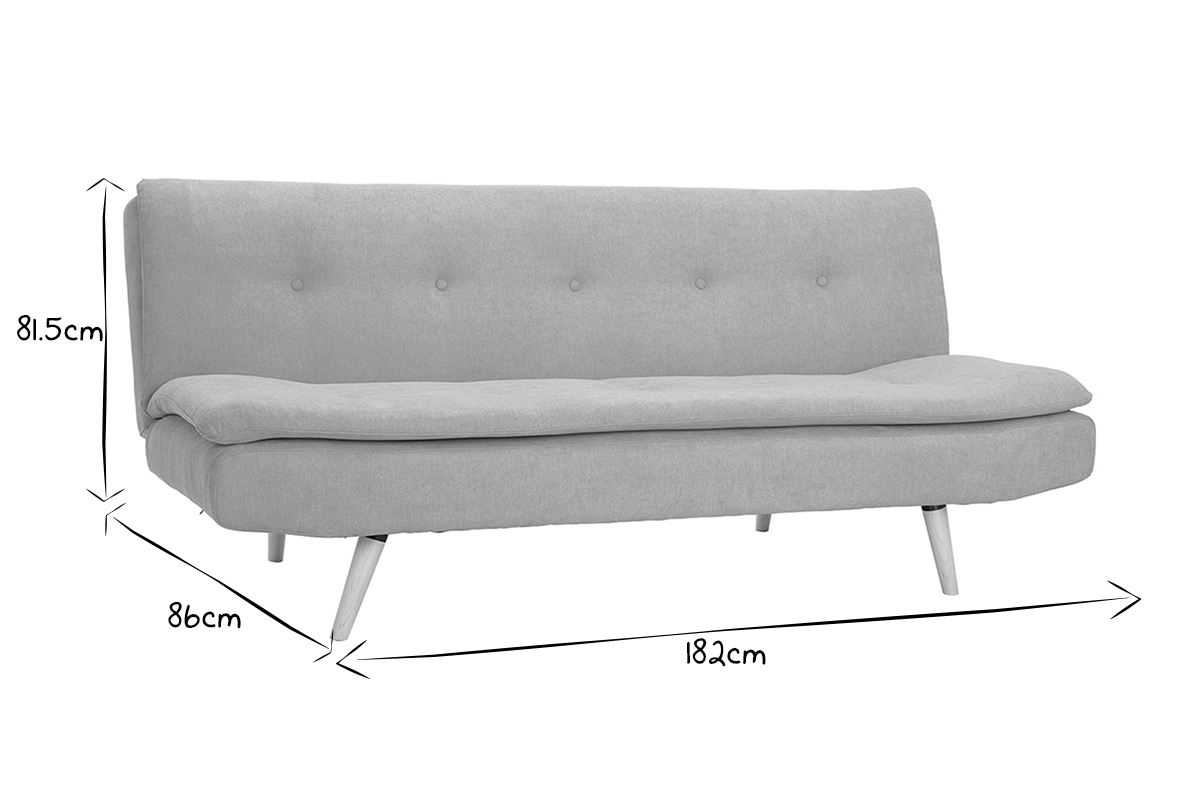Canap� convertible 3 places en tissu effet velours jaune moutarde et bois clair SENSO