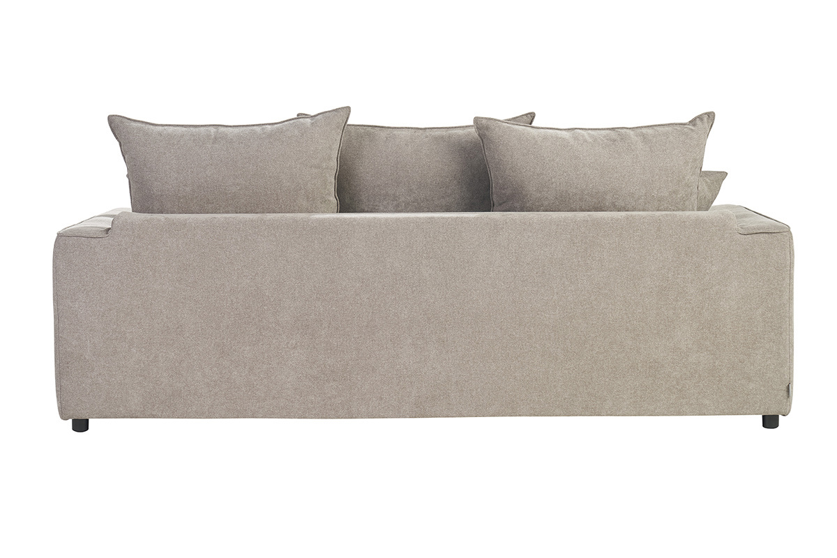 Dos du canap� convertible 3 places en tissu effet velours taupe ARMAND.