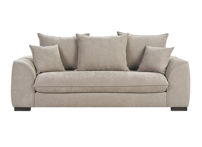 Canap&eacute; convertible 3 places en tissu effet velours taupe avec matelas 12 cm ARMAND