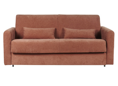 Canap&eacute; convertible 3 places en tissu effet velours terre br&ucirc;l&eacute;e avec matelas 13 cm LETTO