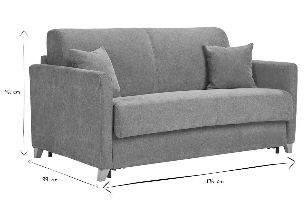 Canap� convertible 3 places en noir et blanc avec dimensions : L176 x P99 x H92 cm.
