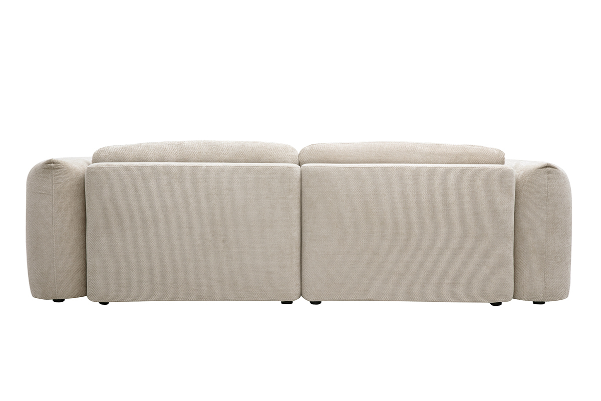 Vue arri�re du canap� convertible 4 places beige en velours chenille.