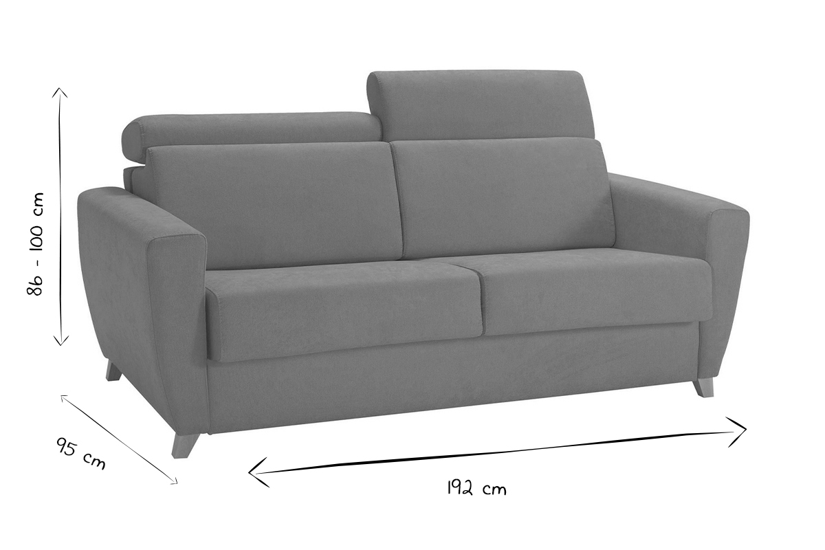 Canap� convertible 3 places noir et blanc, dimensions 192x95x86-100 cm.