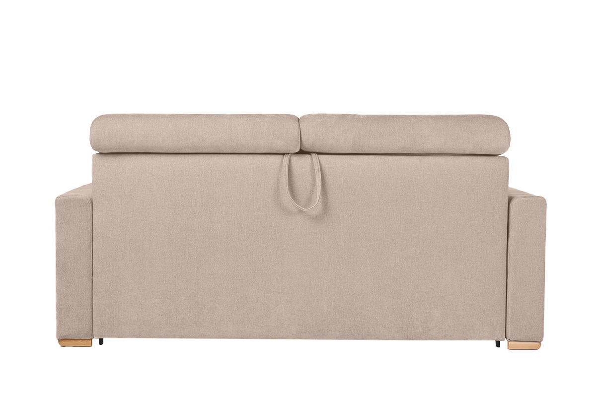 Canap� convertible avec t�ti�res ajustables 3 places en tissu effet velours beige avec matelas 18 cm NORO