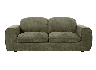 Canap&eacute; convertible avec t&ecirc;ti&egrave;res ajustables 3 places en tissu effet velours textur&eacute; vert kaki NOAM
