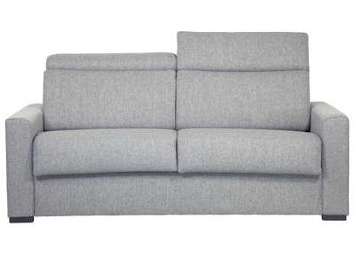 Canap&eacute; convertible avec t&ecirc;ti&egrave;res ajustables 3 places en tissu gris clair avec matelas 18 cm NORO