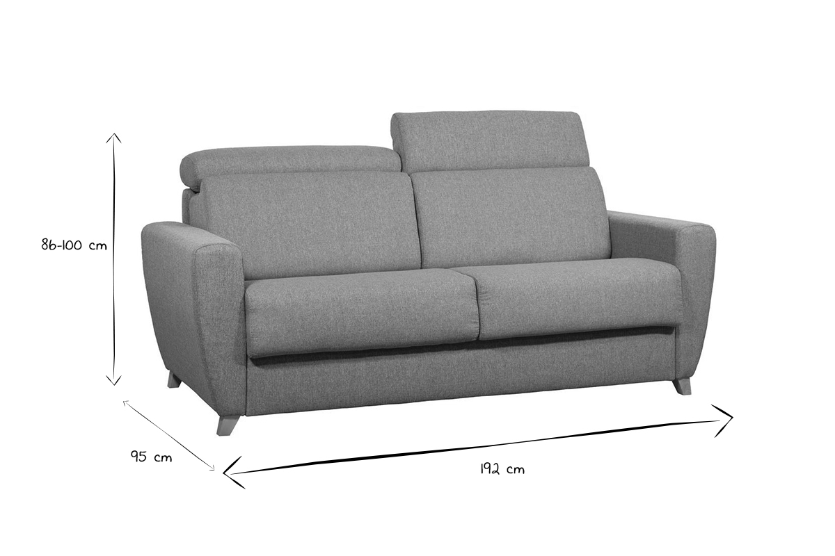Dimensions du canap� GOYA en noir et blanc : hauteur 86-100 cm, largeur 95 cm, profondeur 192 cm.