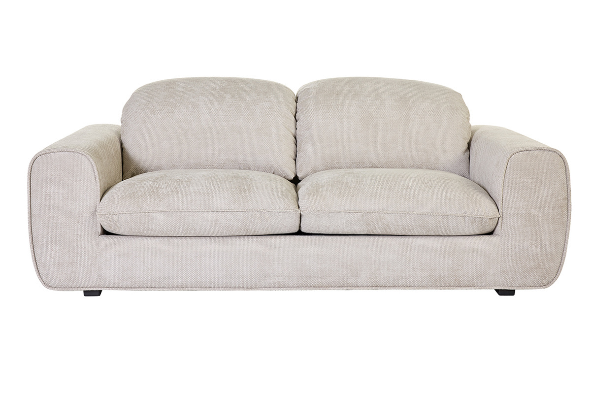 Canap� convertible avec t�ti�res ajustables 3 places en tissu velours chenille beige NOAM