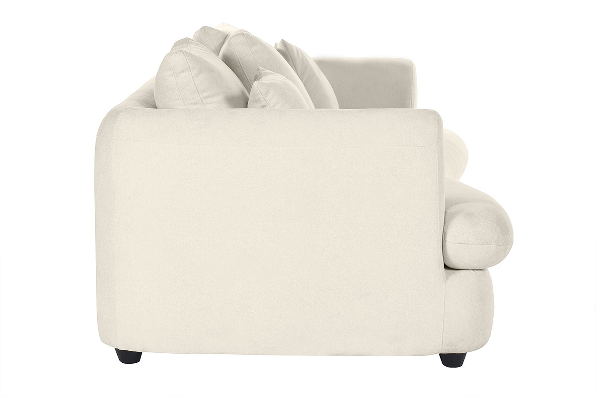 Canap� convertible d�houssable 3-4 places design haricot en tissu effet velours beige clair SACHA
