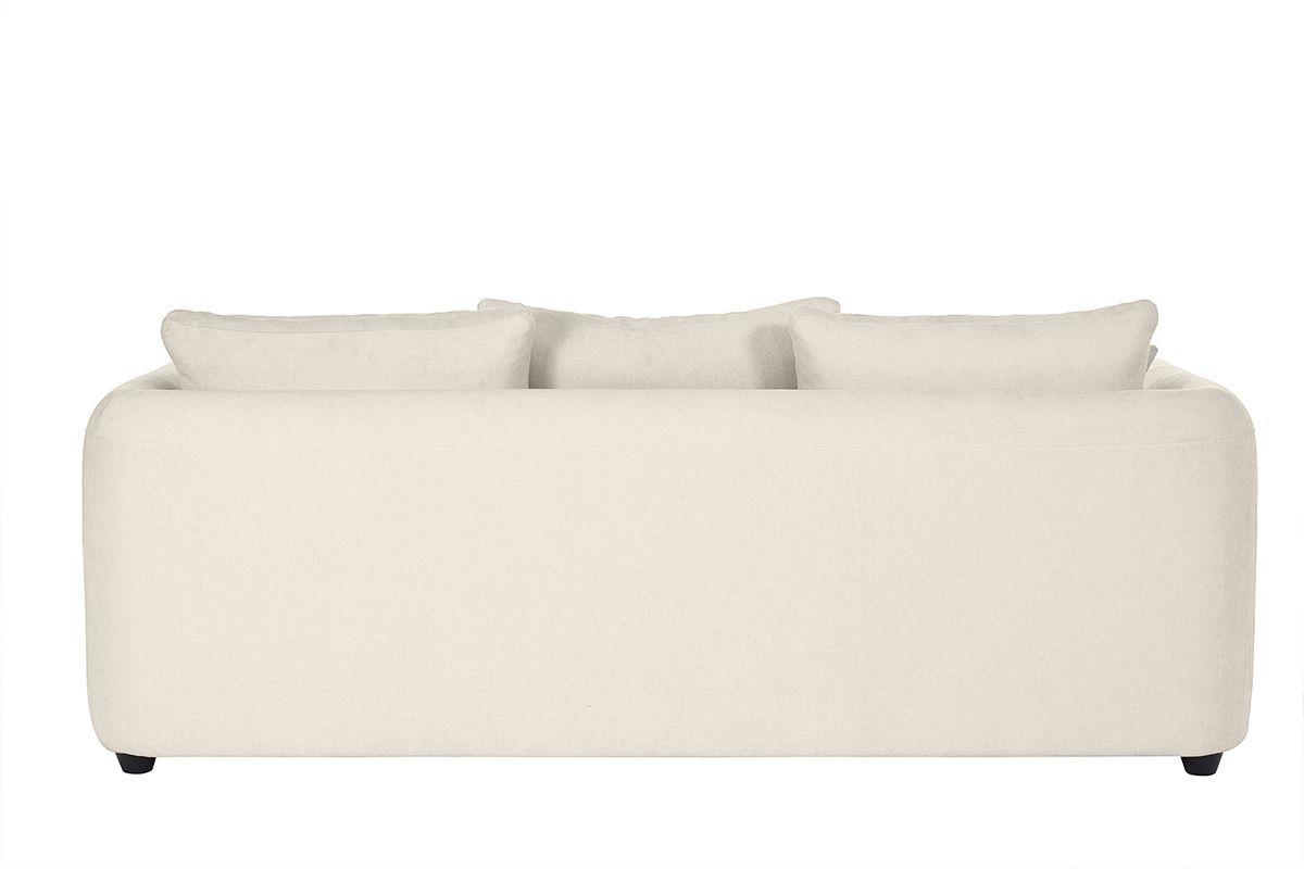 Canap� convertible d�houssable 3-4 places design haricot en tissu effet velours beige clair SACHA