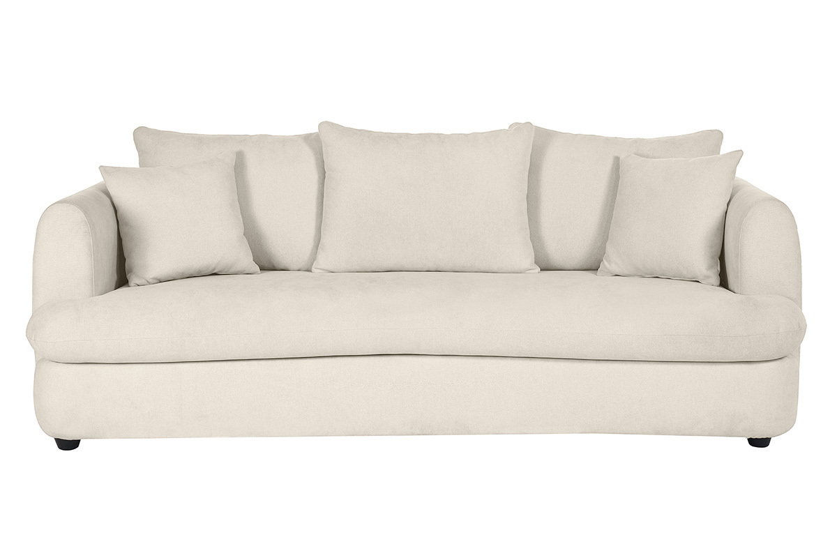 Canap� convertible d�houssable 3-4 places design haricot en tissu effet velours beige clair SACHA