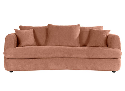 Canap&eacute; convertible d&eacute;houssable 3-4 places design haricot en tissu effet velours terre br&ucirc;l&eacute;e SACHA