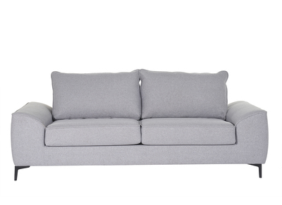 Canap&eacute; convertible design 3 places en tissu gris et m&eacute;tal noir GAEL