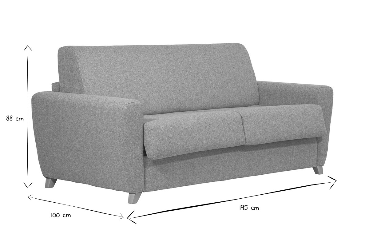 Dimensions du canap� convertible GRAHAM en noir et blanc : 88 cm de haut, 100 cm de large, 195 cm de profondeur.