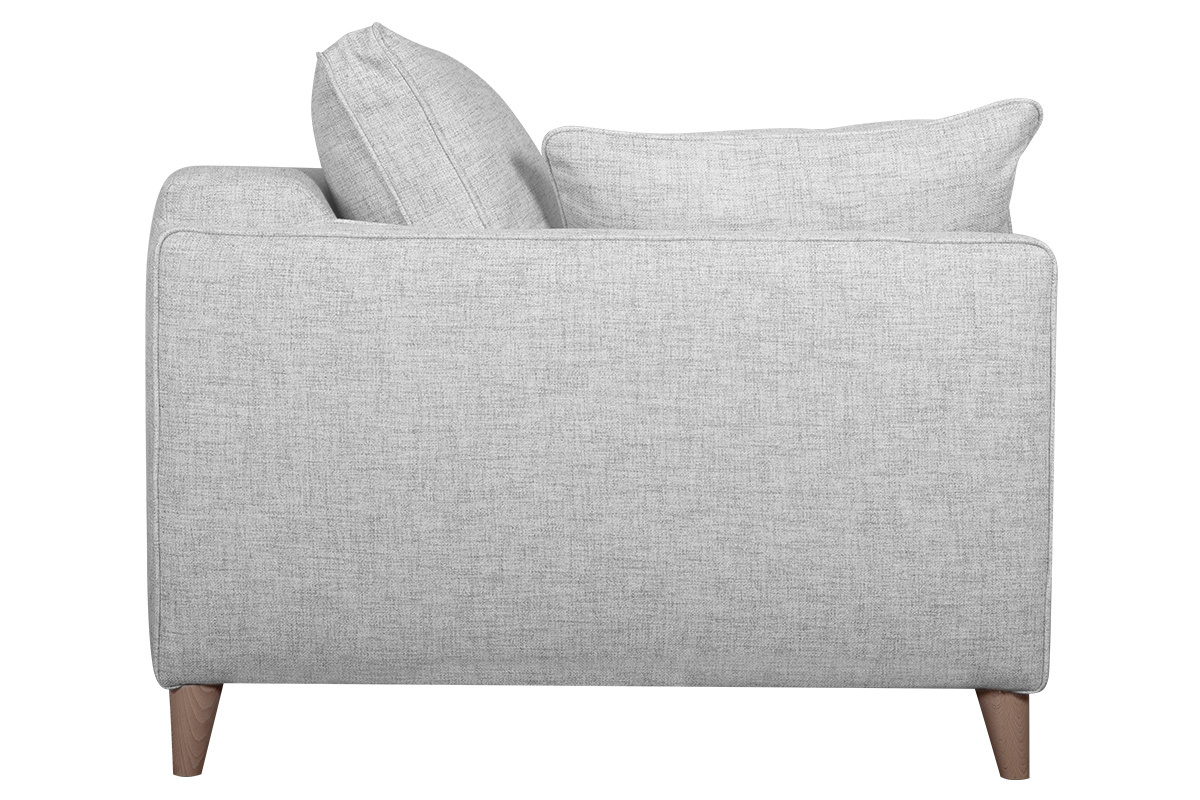 Canap� convertible scandinave 3 places en tissu gris clair et bois clair avec matelas 10 cm PAPEL