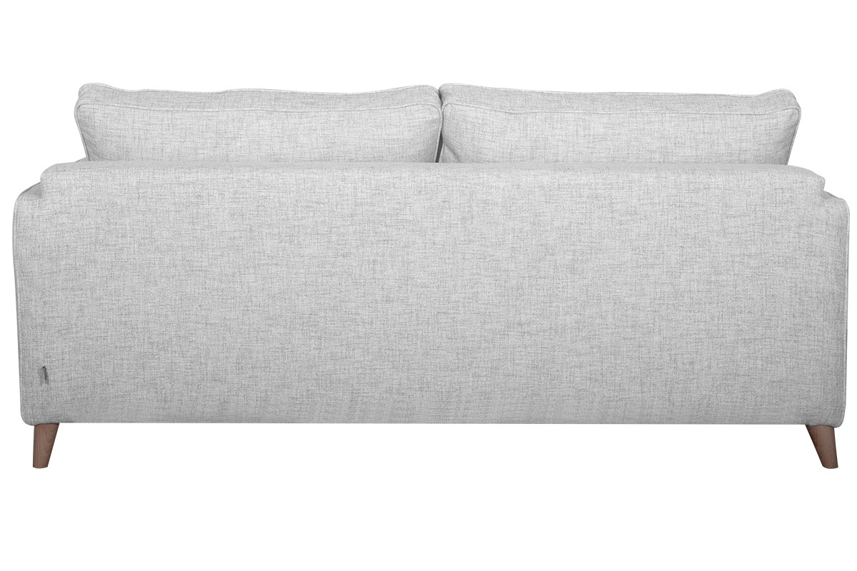 Canap� convertible scandinave 3 places en tissu gris clair et bois clair avec matelas 10 cm PAPEL