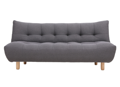 Canap&eacute; convertible scandinave 3 places en tissu gris fonc&eacute; et bois clair YUMI