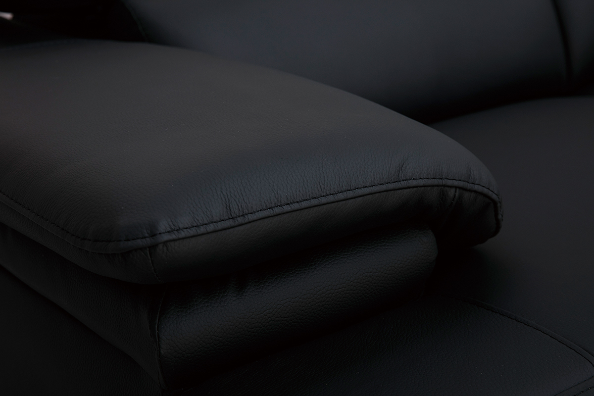 Canap� cuir noir et acier chrom� avec t�ti�res ajustables 2 places EWING