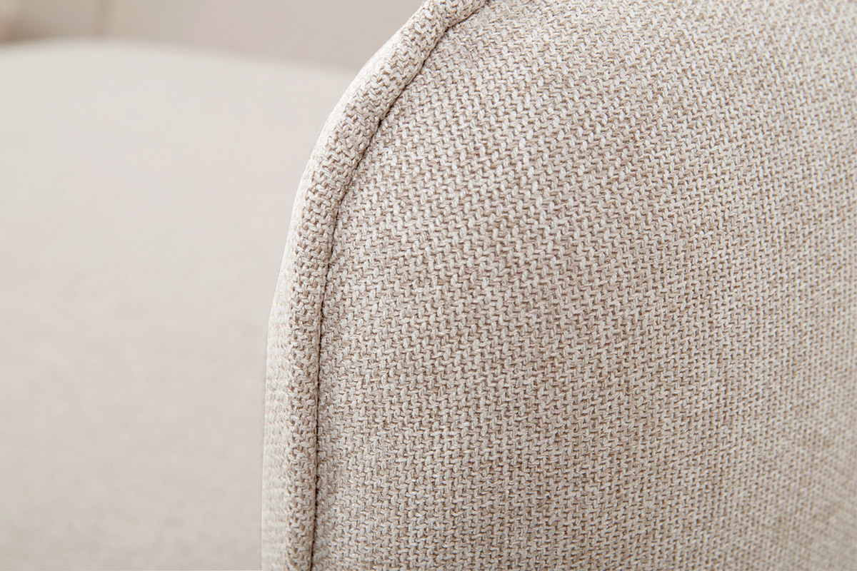 Canap� d'angle convertible r�versible avec coffre 3-4 places en tissu beige et bois clair DRISS