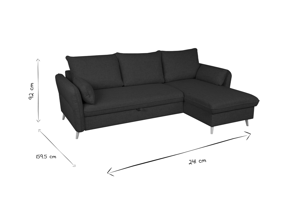 Canap� d'angle convertible r�versible avec coffre 3-4 places en tissu effet velours terre br�l�e et bois clair DRISS