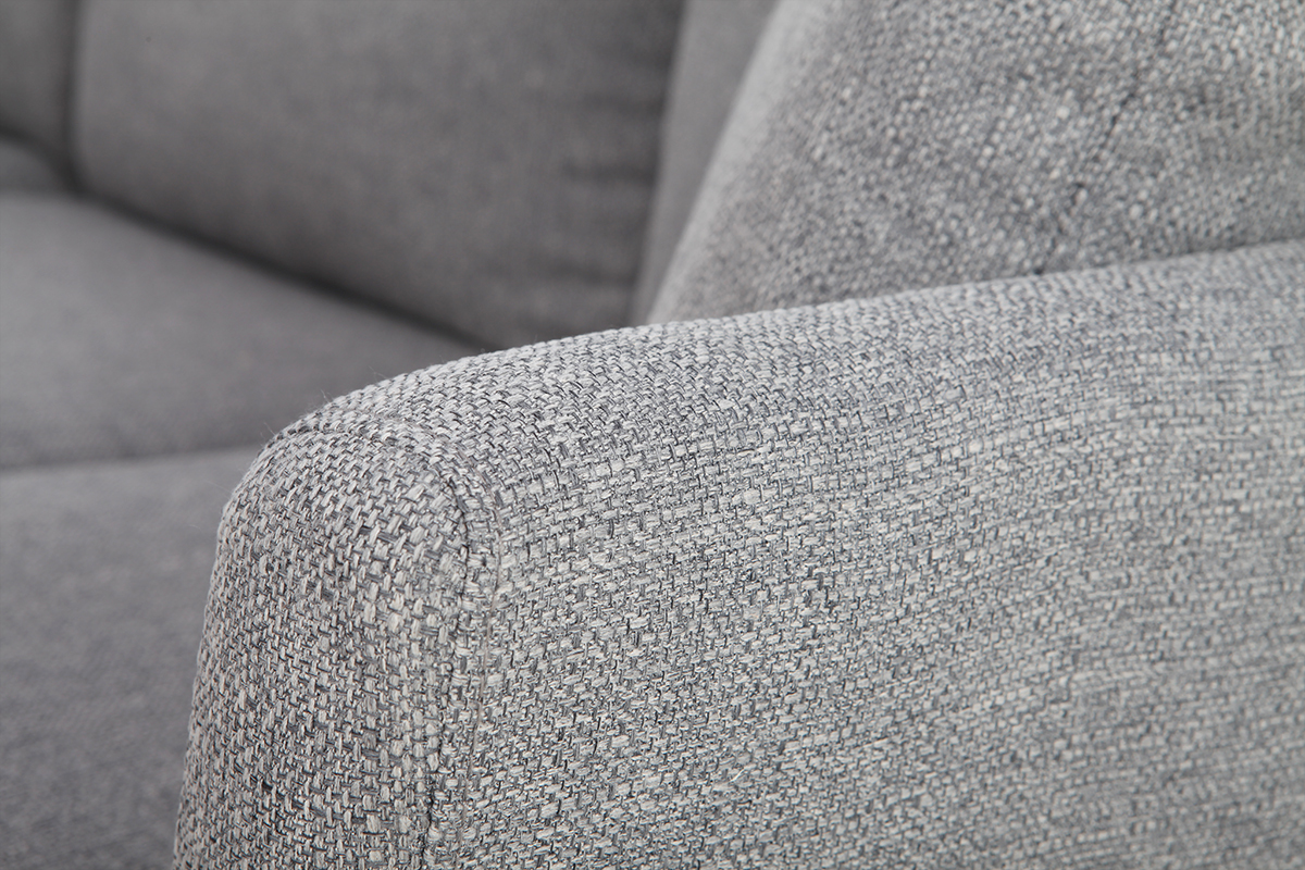 Canap� d'angle d�houssable scandinave 5-6 places en tissu gris clair et bois clair OSLO