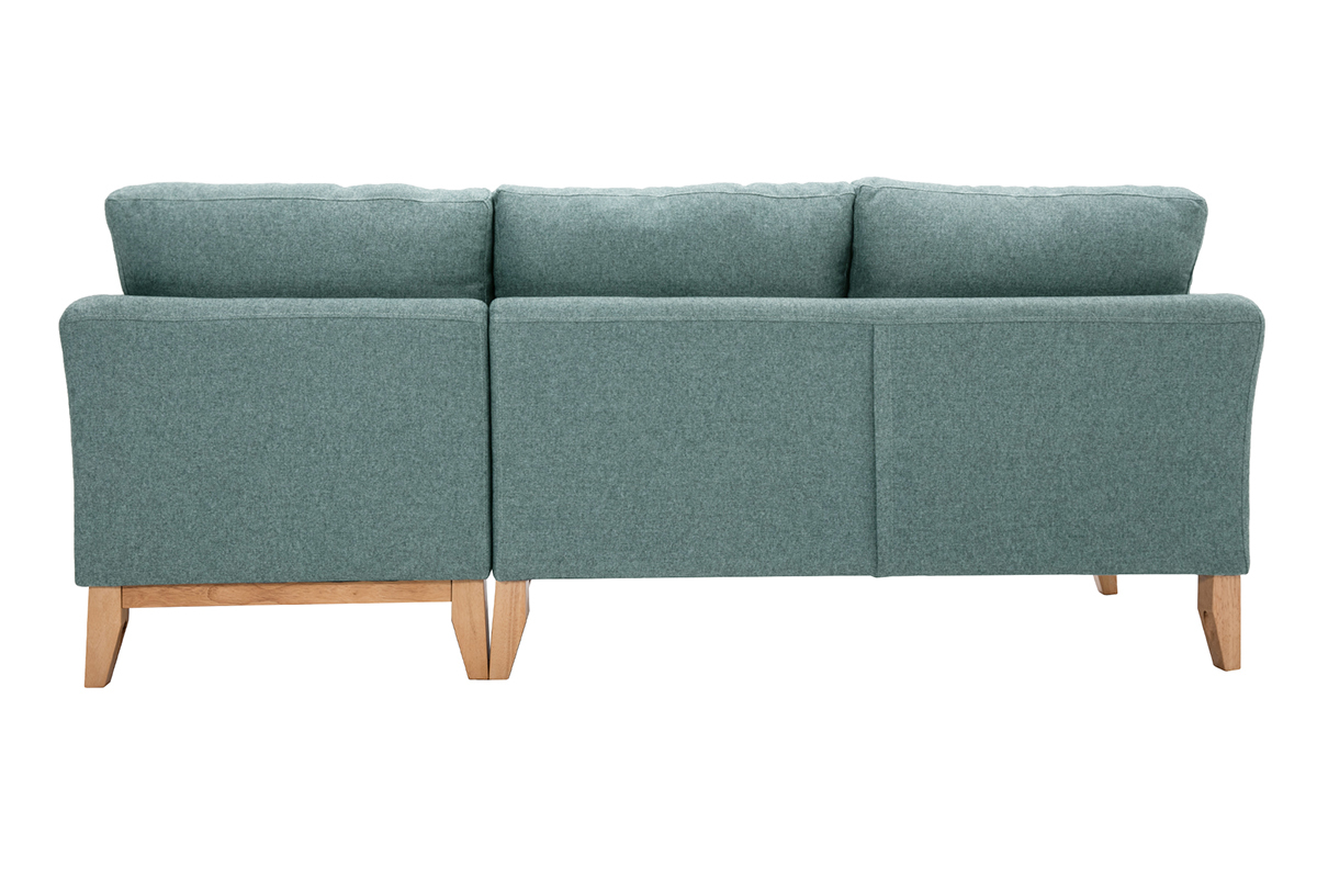 Canap� d'angle droit d�houssable scandinave 4 places en tissu vert de gris et bois clair OSLO