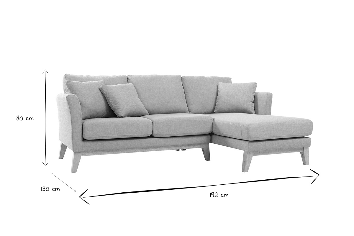 Canap� d'angle droit d�houssable scandinave 4 places en tissu vert lagon et bois clair OSLO