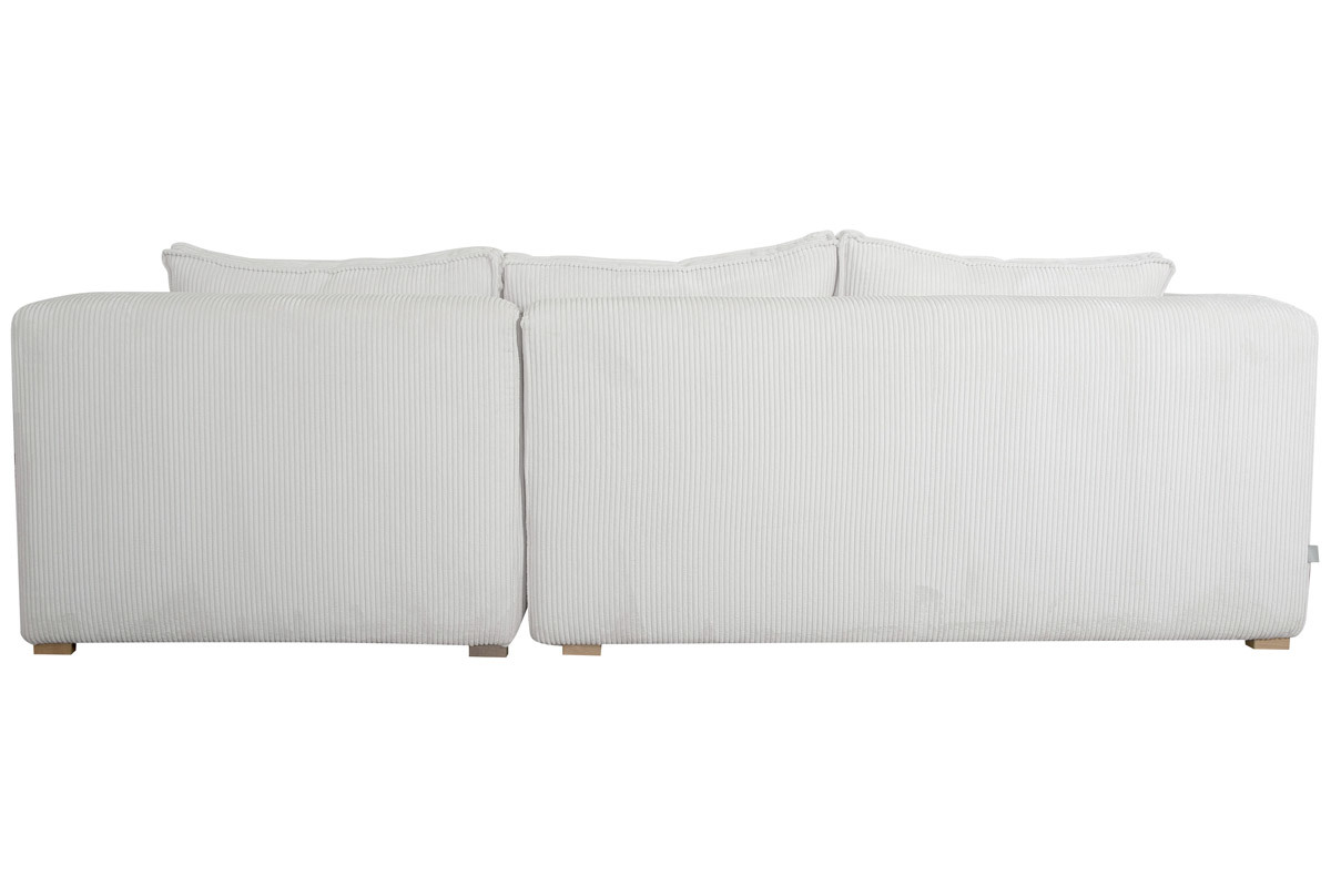 Canap� d'angle droit design en tissu velours c�tel� �cru 3-4 places PANAM