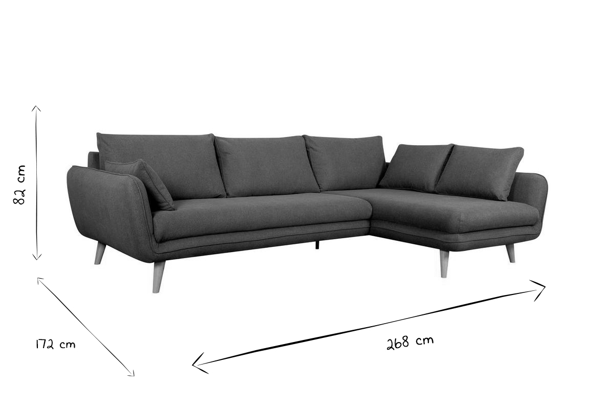 Canap� d'angle droit scandinave 5 places en tissu beige et bois clair CREEP