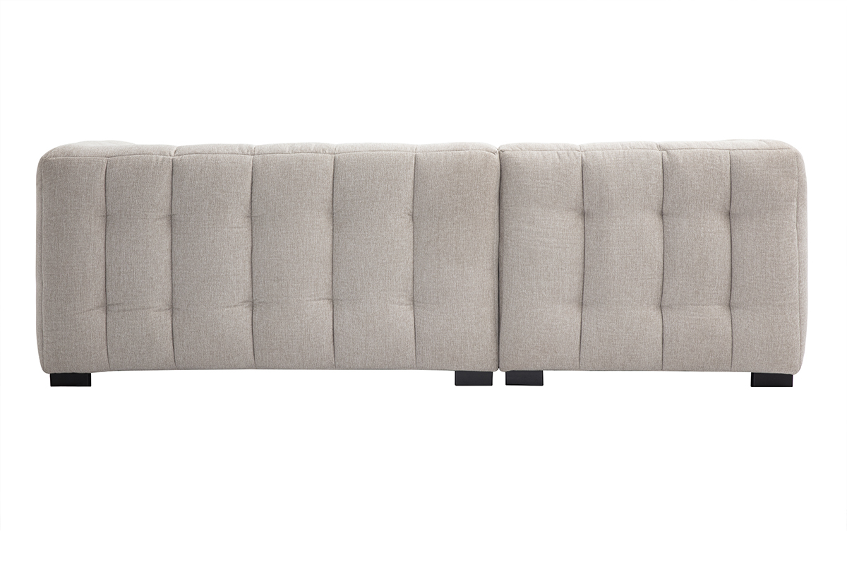 Canap� d'angle gauche 3 places beige en tissu effet velours textur� CORTO