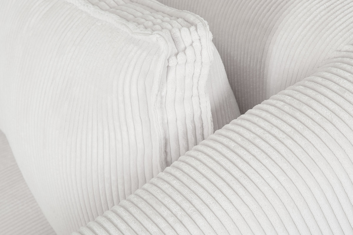 Canap� d'angle gauche design en tissu velours c�tel� �cru 3-4 places PANAM
