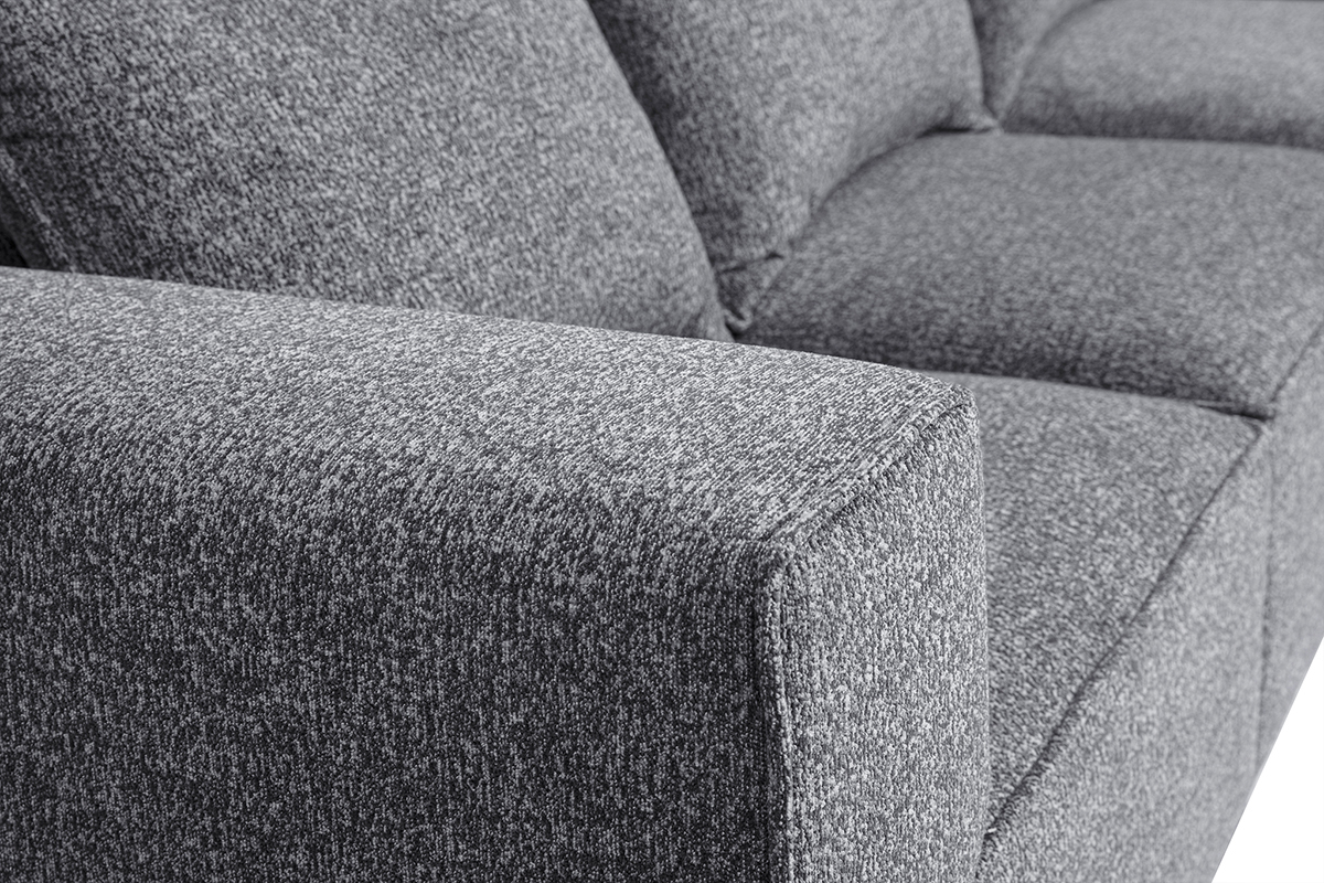 Canap� d'angle modulable 4 places en tissu chin� gris fonc� KERRY