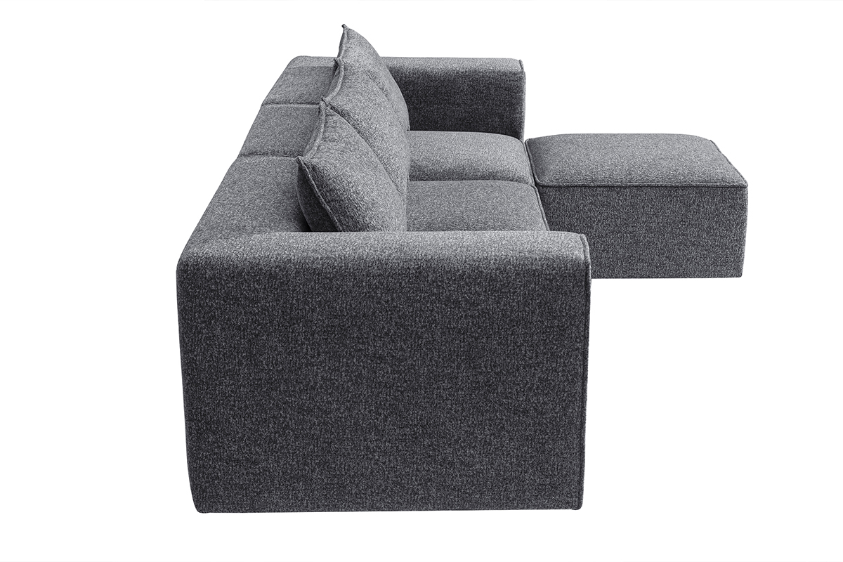 Canap� d'angle modulable 4 places en tissu chin� gris fonc� KERRY