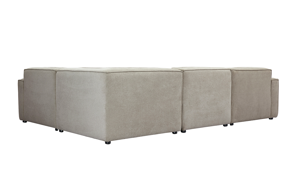 Canap� d'angle modulable beige 5 places effet velours textur� SPLIT