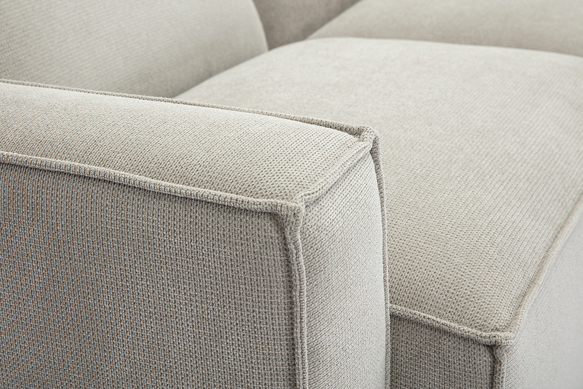 Canap� d'angle modulable 5 places en tissu velours beige